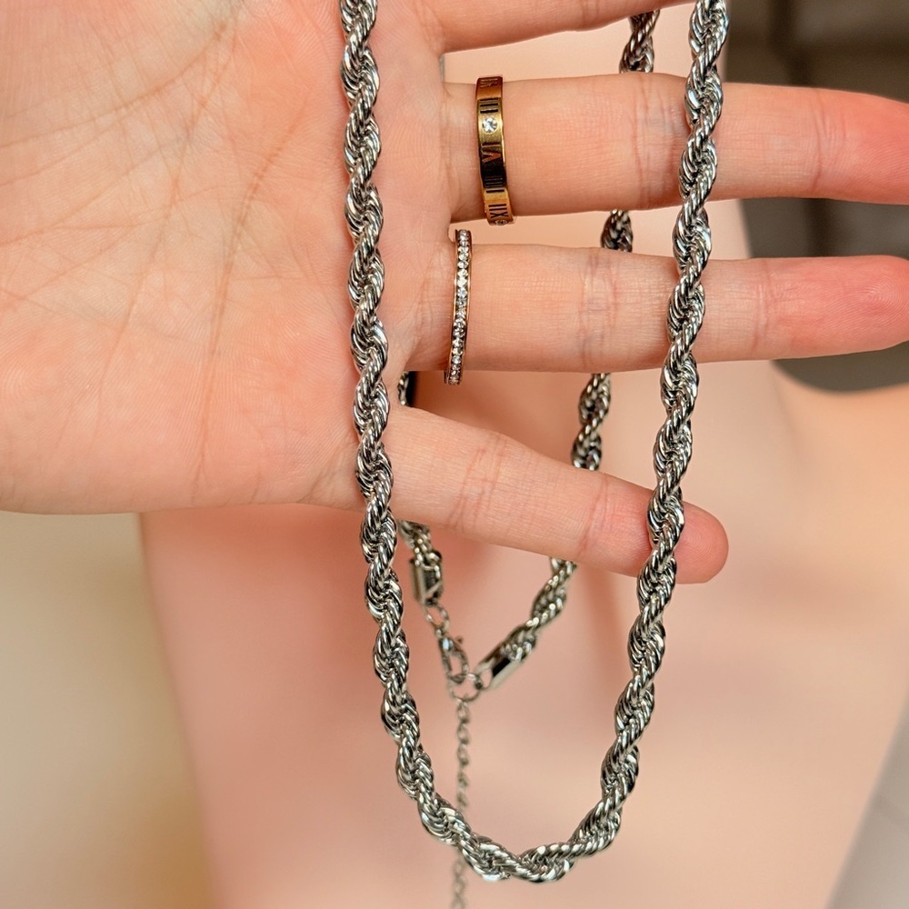Classic Silver Rope Chain Necklace - Picture 8 of 12